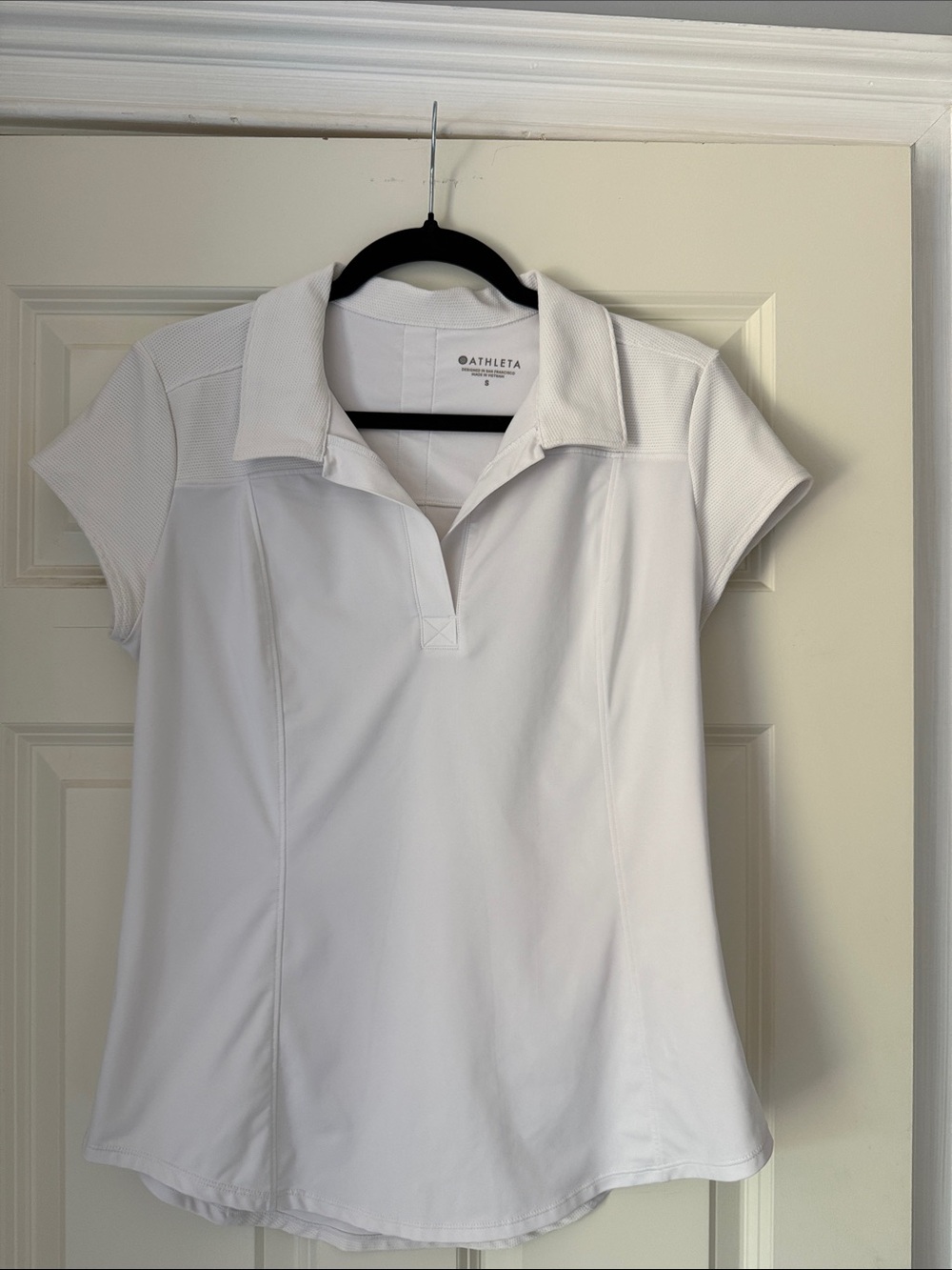 Athleta White Short-Sleeve Polo Performance Top